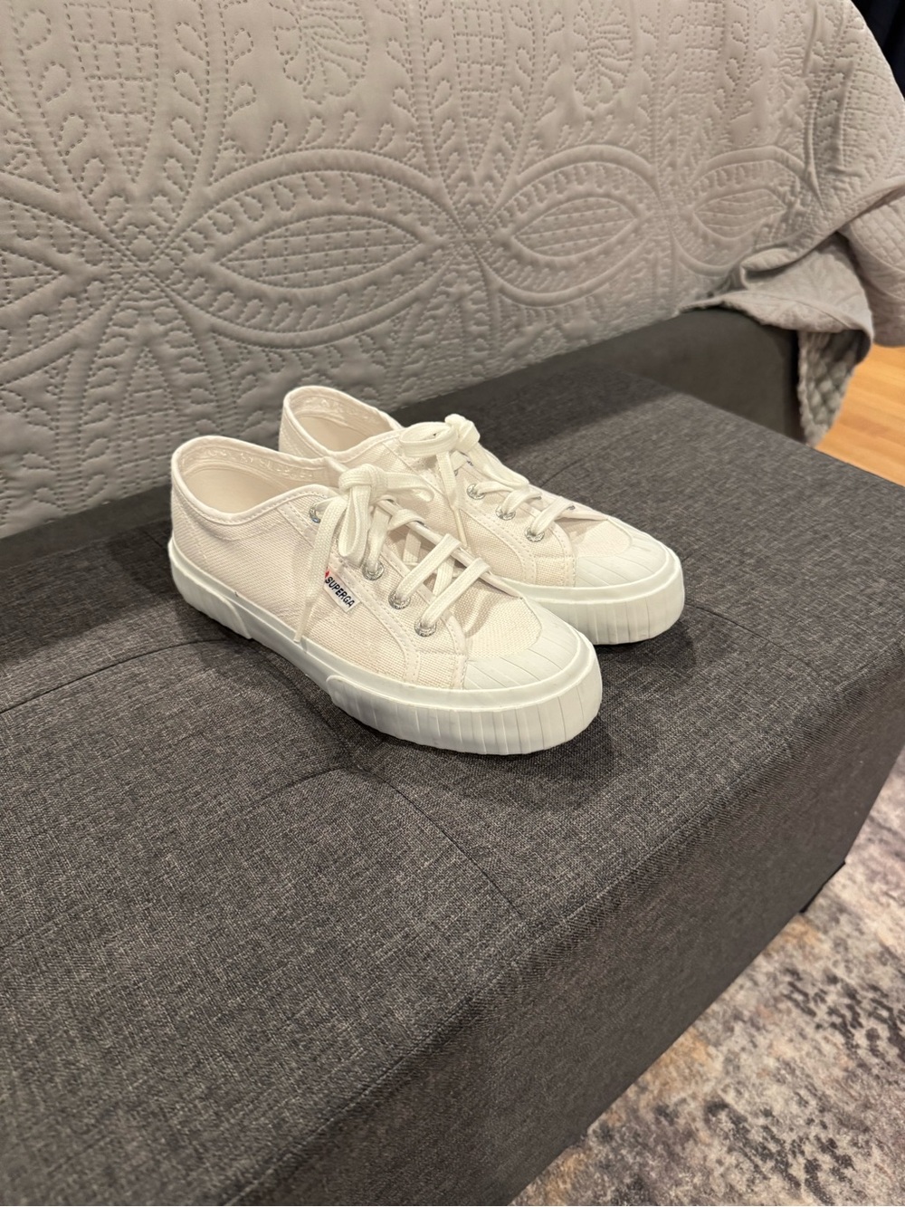 Superga Low-Top Canvas Sneakers in Off-White